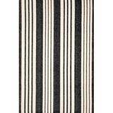 Dash and Albert Rugs Birmingham Striped Handmade Black/Ivory Indoor/Outdoor Area Rug Polyester in White, Size 96.0 W x 0.25 D in | Wayfair