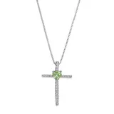 "Gemminded Sterling Silver Peridot Cross Pendant Necklace, Women's, Size: 18"", Green"