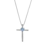 "Gemminded Sterling Silver Lab-Created Aquamarine Cross Pendant Necklace, Women's, Size: 18"", Blue"