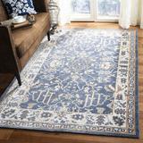 Blue/White Indoor Area Rug - World Menagerie Dewart Oriental Hand Knotted Wool Yale Blue/Ivory Area Rug Viscose/Wool in Blue/White | Wayfair