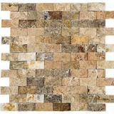 Parvatile Scabos 1" x 2" Travertine Brick Joint Mosaic Wall & Floor Tile Natural Stone/Travertine in Brown/Gray/White | Wayfair PVTL1381 27787971