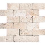 Parvatile Ivory 0.63" x 12" Travertine Brick Joint Mosaic Wall & Floor Tile Natural Stone/Travertine in Gray/White | Wayfair PVTL1228 27787818