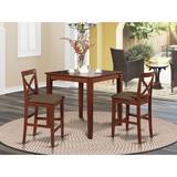 Alcott Hill® Pleasant View 2 - Person Rubberwood Solid Wood Dining Set Wood/Upholstered Chairs in Brown, Size 36.0 H in | Wayfair ALCT4541 27474947