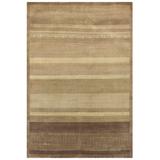 Meridian Rugmakers Ujhani Striped Hand-Knotted Wool Beige Area Rug Wool in White, Size 72.0 H x 48.0 W x 0.39 D in | Wayfair MRDN1852 27631736