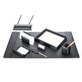 Black Leather Desk Set, 8Pc