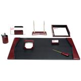 Burgundy Leather with Black Trim Desk Set, 8Pc