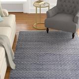 George Oliver Bryent Geometric Handmade Tufted Cotton Navy Area Rug Cotton in White, Size 60.0 H x 36.0 W x 0.5 D in | Wayfair ALCT5093 28234066
