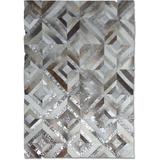 Gray Area Rug - Modern Rugs Geometric Handmade Area Rug in/Silver Leather in Gray, Size 60.0 W x 0.5 D in | Wayfair esg_16P-20015-58