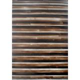 Modern Rugs Striped Handmade Area Rug Leather in Brown, Size 72.0 W x 0.5 D in | Wayfair M73-69
