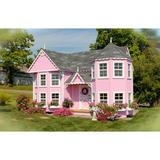 Little Cottage Company Sara's Victorian Mansion DIY Kit Playhouse Wood in Brown/Gray/Pink, Size 126.0 H x 96.0 W x 192.0 D in | Wayfair