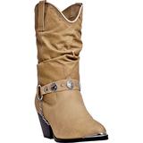 Haband Women's Dan Post Slouch Cowboy Boot with Harness, Tan, Size 7.5 Medium, M