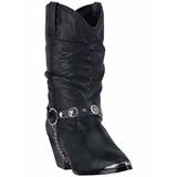 Haband Women's Dan Post Slouch Cowboy Boot with Harness, Black, Size 8.5 Medium, M