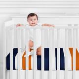 Sweet Jojo Designs Stripe Fitted Crib Sheet Polyester in Blue/Orange/White, Size 8.0 H x 28.0 W x 52.0 D in | Wayfair CribSheet-Stripe-NV-OR-STP