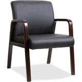 "Lorell Black Leather Wood Frame Guest Chair, Espresso Frame, Each (Llr40201)"