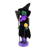 Northlight Seasonal 14" Black & Green Witch Jack-O-Lantern Halloween Nutcracker w/ Broom Wood/Plastic/Fabric in Brown/Green | Wayfair 31741962