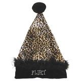 Santa’s Best Sexy Leopard "Flirt" Velvet Santa Hat Fabric in Black/Brown, Size 17.0 H x 12.0 W x 4.0 D in | Wayfair 0408133-4A M