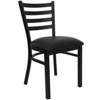 Flash Furniture Black Ladder Back Metal Restaurant Chair With Black Vinyl Seat