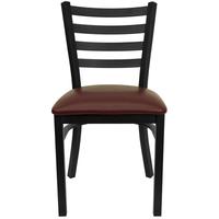 Flash Furniture Black Ladder Back Metal Restaurant Chair With Burgundy Vinyl Seat