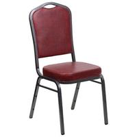 Flash Furniture HERCULES Series Crown Back Stacking Banquet Chair with Burgundy Vinyl and 2.5 Thick