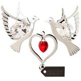 Matashi Crystal Love Doves w/ Double Heart Hanging Figurine Ornament Metal in Gray/Yellow, Size 2.5 H x 2.5 W x 1.25 D in | Wayfair CTSC0184