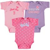 "Girls Infant Soft as a Grape Pink/Purple Boston Red Sox 3-Pack Rookie Bodysuit Set"