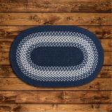 White Area Rug - August Grove® Serafin Geometric Braided Navy Area Rug Polypropylene/Wool in White, Size 24.0 W x 0.5 D in | Wayfair