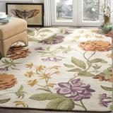 Winston Porter Jani Floral Handmade Hooked Wool Ivory Area Rug Wool in Brown/Red, Size 96.0 W x 0.25 D in | Wayfair ATGR6989 32894140