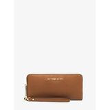 Michael Kors Leather Continental Wristlet Brown One Size