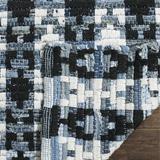 Bungalow Rose Saleem Geometric Hand-Woven Cotton Ivory Blue/Black Area Rug Cotton in Black/Blue/Brown, Size 72.0 H x 72.0 W x 0.25 D in | Wayfair