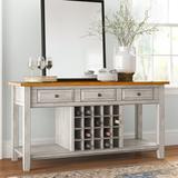 Three Posts™ Fortville 62" Wide 3 Drawer Rubberwood Wood Sideboard Wood in White, Size 32.28 H x 62.0 W x 18.0 D in | Wayfair
