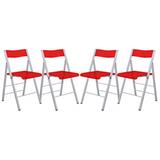 LeisureMod Menno Mo Patio Folding Chair Plastic/Resin/Metal in Red, Size 30.0 H x 18.0 W x 16.5 D in | Wayfair MF15TR4