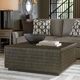 Tommy Bahama Home Cypress Point Block Coffee Table Rattan/Wicker/Wood in Brown/Gray, Size 17.0 H x 40.0 W x 40.0 D in | Wayfair 01-0562-947