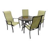 Latitude Run® Marco 5 Piece Dining Set Glass/Metal in Brown, Size 28.0 H x 42.0 W x 42.0 D in | Wayfair LATR8809 34607706