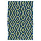 White Indoor Area Rug - Loon Peak® Crawfordsville Hand-Tufted Navy/Yellow Area Rug Polyester in White, Size 36.0 W x 0.25 D in | Wayfair