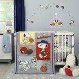 Bedtime Originals Snoopy Sports 3 Piece Crib Bedding Set Polyester/Cotton Blend in Blue/Gray/Red, Size 36.0 W in | Wayfair 252003V