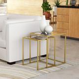 Mercer41 Rael 2 Piece Nesting Tables Glass/Metal in Yellow, Size 22.0 H x 18.0 W x 18.0 D in | Wayfair MCRF1075 34942403