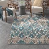 Brown/Green Area Rug - Steelside™ Romeo Abstract Turquoise/Tan Area Rug Polypropylene in Brown/Green, Size 63.0 W x 2.13 D in | Wayfair