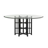 Tommy Bahama Home Twin Palms Dining Table Glass/Metal in Black, Size 30.0 H x 84.0 W x 84.0 D in | Wayfair 01-0558-875-84c