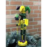 The Holiday Aisle® Mardi Gras Gator Nutcracker Wood in Brown/Green/Yellow, Size 15.5 H x 4.5 W x 4.0 D in | Wayfair HLDY8036 38277429
