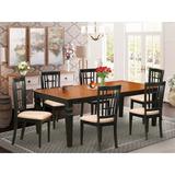 Darby Home Co Beesley 7 - Piece Butterfly Leaf Rubberwood Solid Wood Dining Set Wood/Upholstered Chairs in Brown, Size 30.0 H in | Wayfair