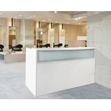 71"W White Salon Reception Desk Shell - Drawers Sold Separately
