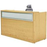 Maple Rectangular Reception Desk w/Frosted Glass Panel