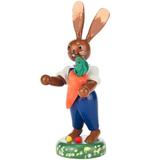 The Holiday Aisle® Dregeno Easter Rabbit w/ Carrot Wood in Blue/Brown/Green, Size 4.25 H x 2.0 W x 1.5 D in | Wayfair THLA6342 40243229