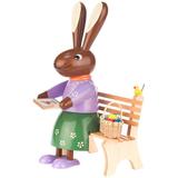The Holiday Aisle® Dregeno Easter Rabbit on Bench Wood in Brown/Green/Indigo, Size 10.0 H x 6.0 W x 5.0 D in | Wayfair THLA6469 40243358