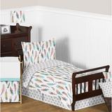 Sweet Jojo Designs Feather 5 Piece Toddler Bedding Set Polyester in Blue/Gray/Green | Wayfair Feather-Tod