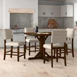 Laurel Foundry Modern Farmhouse® Juan 4 - Person Counter Height Dining Set Wood/Upholstered Chairs in Brown | Wayfair