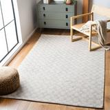 Brown/White Indoor Area Rug - Gracie Oaks Luzerne Hand-Woven Cotton Silver/Ivory Area Rug Cotton in Brown/White, Size 48.0 W x 0.35 D in | Wayfair