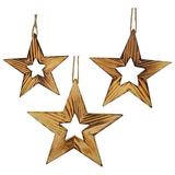 Gracie Oaks 3 Piece Star Holiday Shaped Ornament Set Wood in Brown, Size 9.0 H x 9.0 W x 1.0 D in | Wayfair GRKS5170 41117108