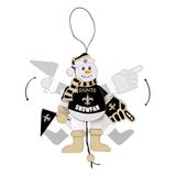 New Orleans Saints Wood Cheering Snowman Ornament