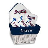 "Newborn & Infant White Atlanta Braves Personalized Medium Gift Basket"